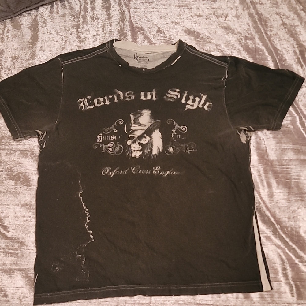 (Rare) Lords of Style Men's Large SS Shirt Intentionally Distressed Black&White - Picture 2 of 8